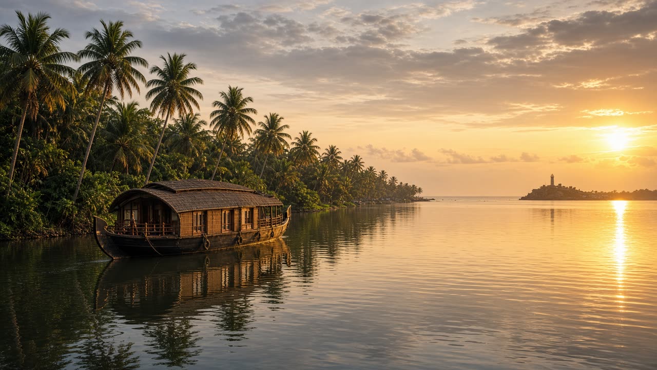 Kerala backwaters at sunset